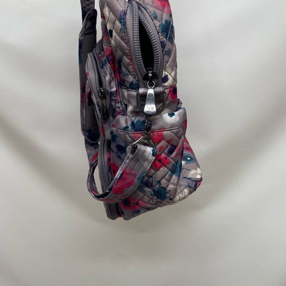 Lug Mini Puddle Jumper Travel Bag Tote Crossbody Gray Floral Pocket Storage - Picture 7 of 12